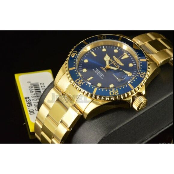 Invicta Other - New Invicta 22063 Pro Diver Men's Watch 43MM Blue Dial Quartz Gold Plated Boxed